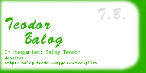teodor balog business card